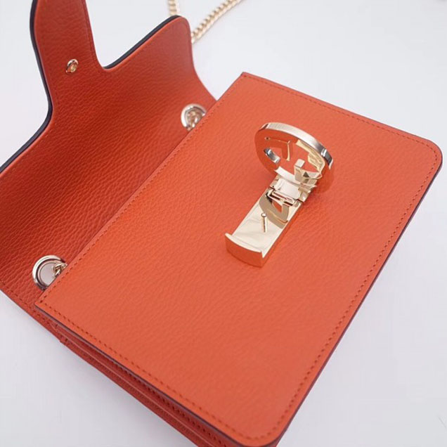 Gucci Interlocking G Buckle Chain Leather Shoulder Small Bag 510304 Orange 2018