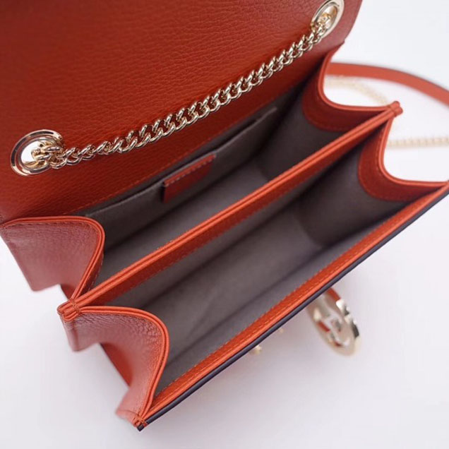 Gucci Interlocking G Buckle Chain Leather Shoulder Small Bag 510304 Orange 2018