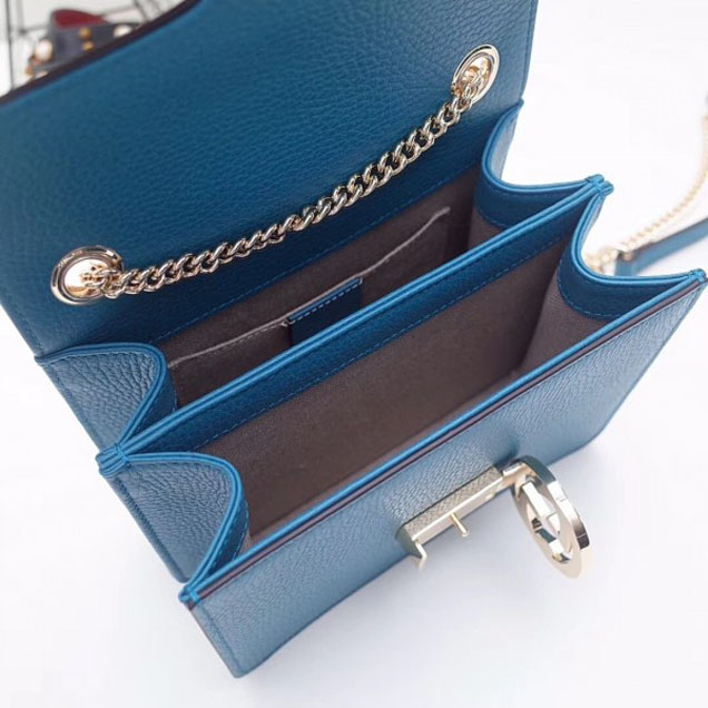 Gucci Interlocking G Buckle Chain Leather Shoulder Small Bag 510304 Cyan 2018