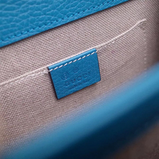 Gucci Interlocking G Buckle Chain Leather Shoulder Small Bag 510304 Cyan 2018