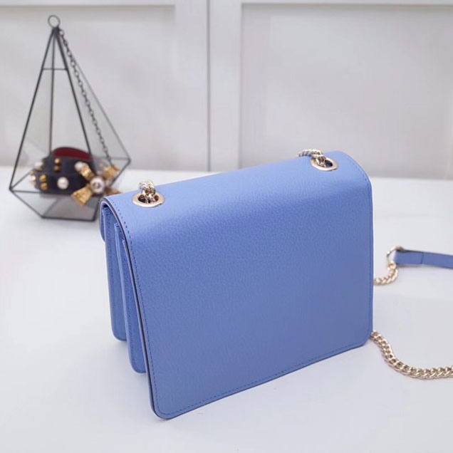 Gucci Interlocking G Buckle Chain Leather Shoulder Small Bag 510304 Sky Blue 2018