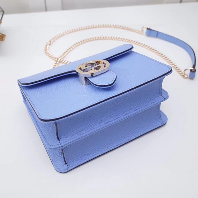 Gucci Interlocking G Buckle Chain Leather Shoulder Small Bag 510304 Sky Blue 2018