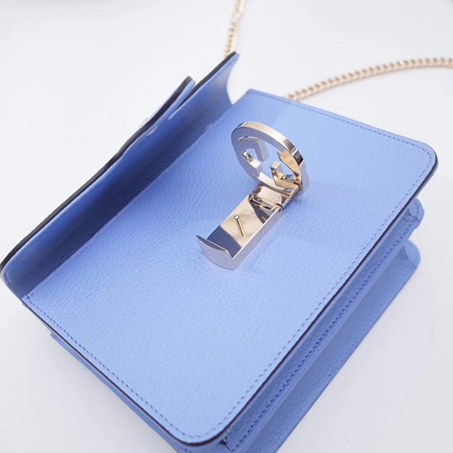 Gucci Interlocking G Buckle Chain Leather Shoulder Small Bag 510304 Sky Blue 2018
