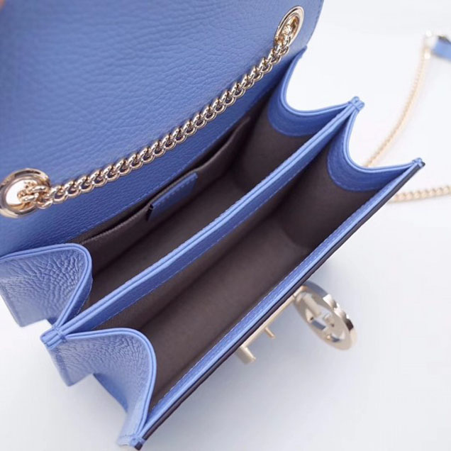 Gucci Interlocking G Buckle Chain Leather Shoulder Small Bag 510304 Sky Blue 2018