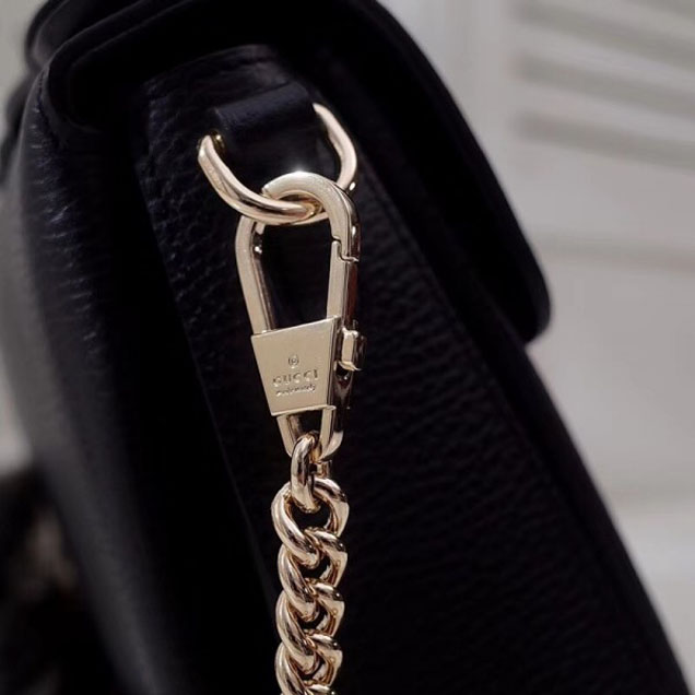 Gucci Interlocking G Buckle Chain Leather Cross Body Bag 510302 Black 2018