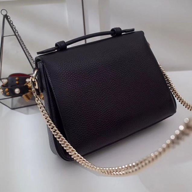 Gucci Interlocking G Buckle Chain Leather Cross Body Bag 510302 Black 2018