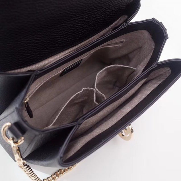 Gucci Interlocking G Buckle Chain Leather Cross Body Bag 510302 Black 2018