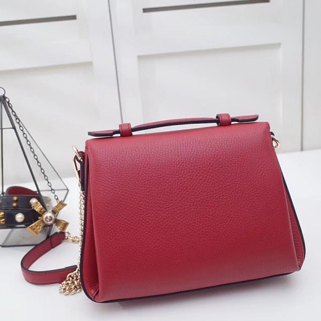 Gucci Interlocking G Buckle Chain Leather Cross Body Bag 510302 Red 2018