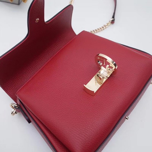 Gucci Interlocking G Buckle Chain Leather Cross Body Bag 510302 Red 2018