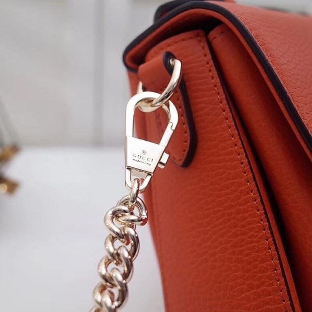 Gucci Interlocking G Buckle Chain Leather Cross Body Bag 510302 Orange 2018