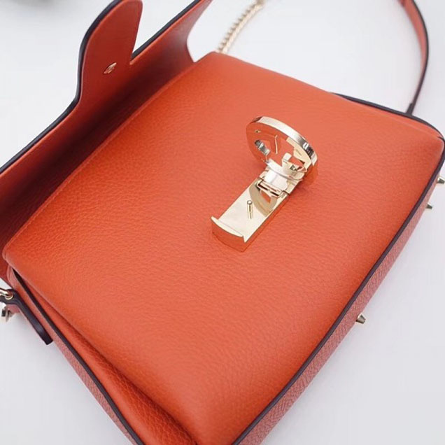 Gucci Interlocking G Buckle Chain Leather Cross Body Bag 510302 Orange 2018