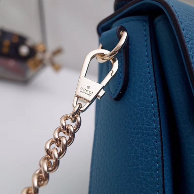 Gucci Interlocking G Buckle Chain Leather Cross Body Bag 510302 Cyan 2018