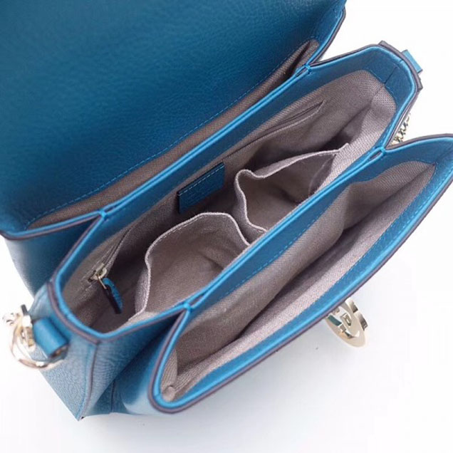 Gucci Interlocking G Buckle Chain Leather Cross Body Bag 510302 Cyan 2018