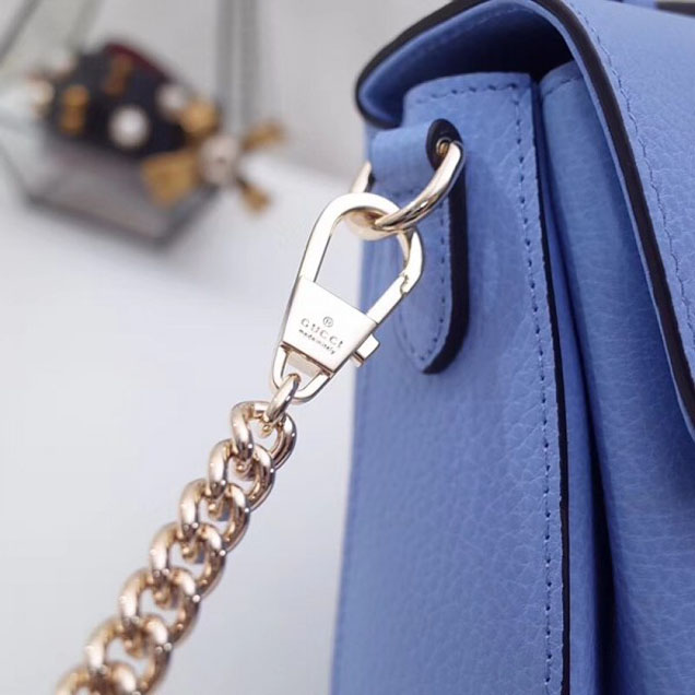 Gucci Interlocking G Buckle Chain Leather Cross Body Bag 510302 Sky Blue 2018