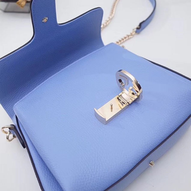 Gucci Interlocking G Buckle Chain Leather Cross Body Bag 510302 Sky Blue 2018