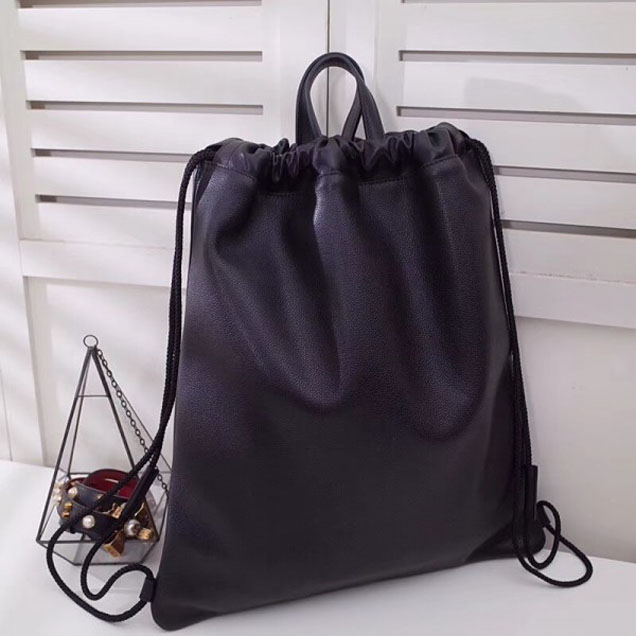 Gucci Print Leather Vintage Logo Drawstring Backpack Bag 494053 Black 2018