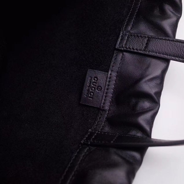 Gucci Print Leather Vintage Logo Drawstring Backpack Bag 494053 Black 2018