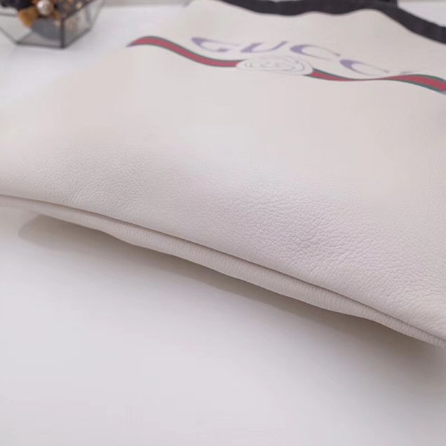 Gucci Print Leather Vintage Logo Drawstring Backpack Bag 494053 White 2018