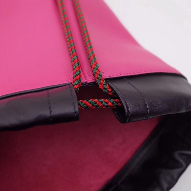 Gucci Print Leather Vintage Logo Drawstring Backpack Bag 494053 Fuchsia 2018