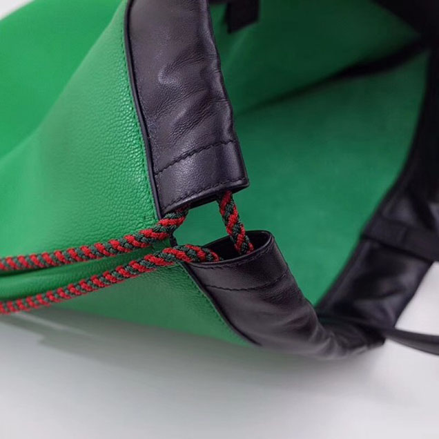 Gucci Print Leather Vintage Logo Drawstring Backpack Bag 494053 Green 2018