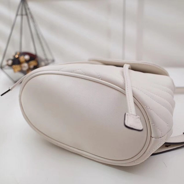 Gucci GG Marmont Matelassé Chevron Leather Backpack Bag 528129 White 2018