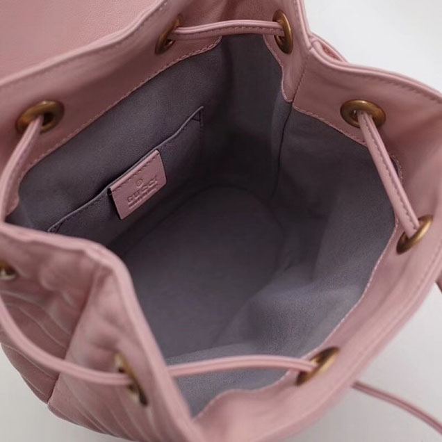 Gucci GG Marmont Matelassé Chevron Leather Backpack Bag 528129 Pink 2018