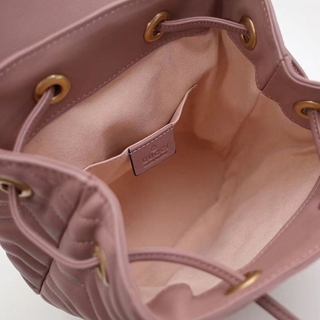Gucci GG Marmont Matelassé Chevron Leather Backpack Bag 528129 Nude Pink 2018