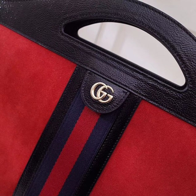 Gucci Suede Ophidia Web Medium Top Handle Tote Bag 512957 Red 2018
