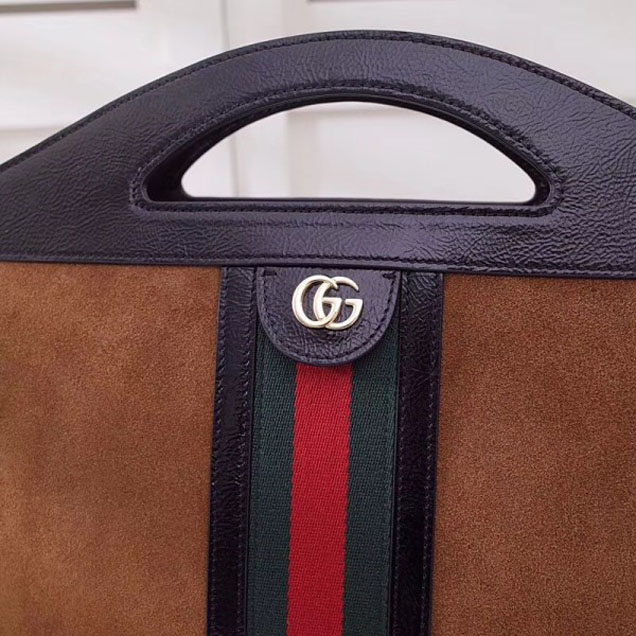 Gucci Suede Ophidia Web Medium Top Handle Tote Bag 512957 Brown 2018