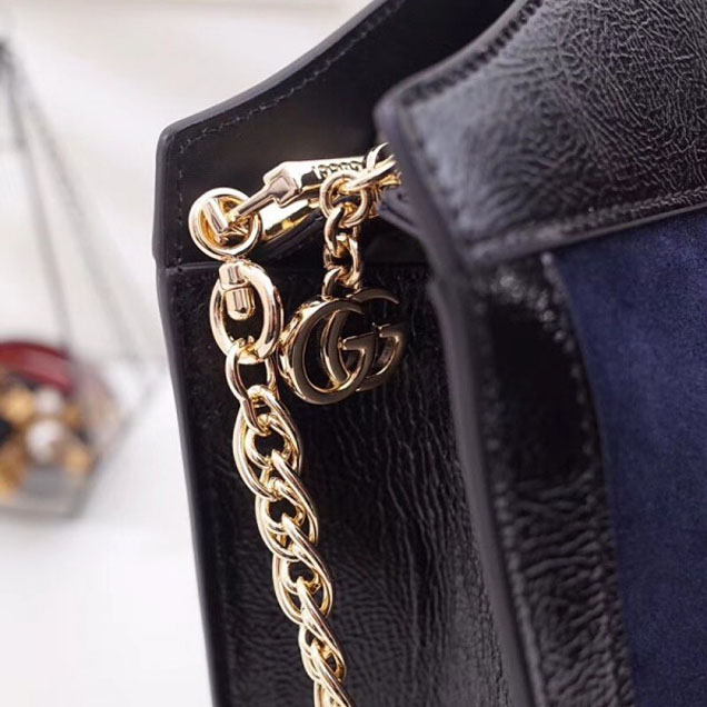 Gucci Suede Ophidia Web Medium Top Handle Tote Bag 512957 Dark Blue 2018