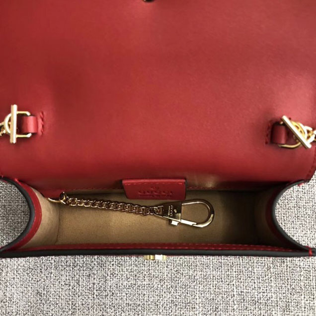 Gucci Sylvie Web Patent Leather Mini Chain Bag 494646 Red Embroidered Flower 2018