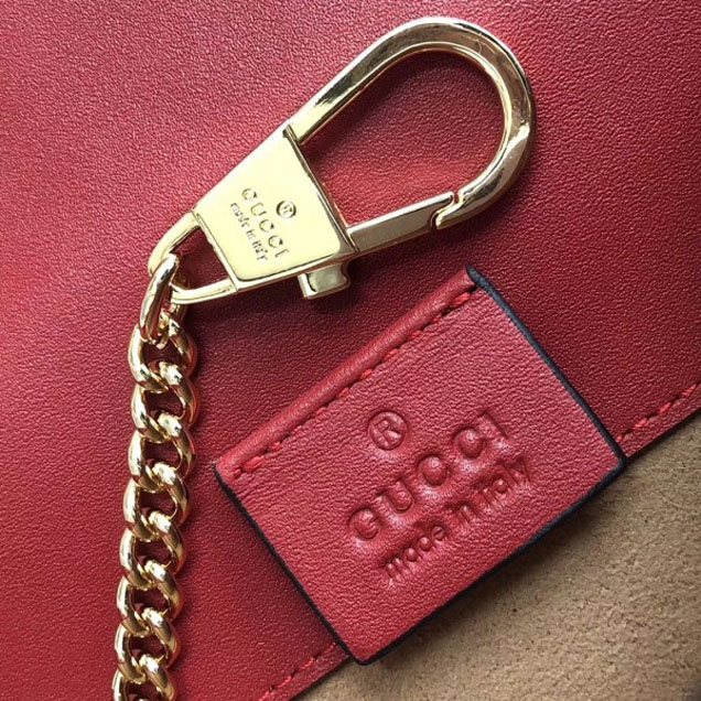 Gucci Sylvie Web Patent Leather Mini Chain Bag 494646 Red Embroidered Flower 2018
