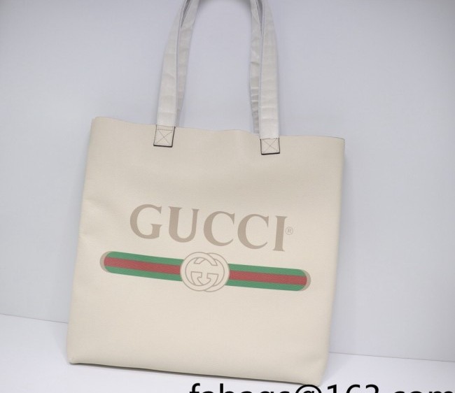 Gucci GG Web Leather Large Tote Bag 572768 White 2022