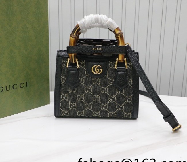 Gucci Diana GG Denim Mini Tote Bag 655661 Black 2022