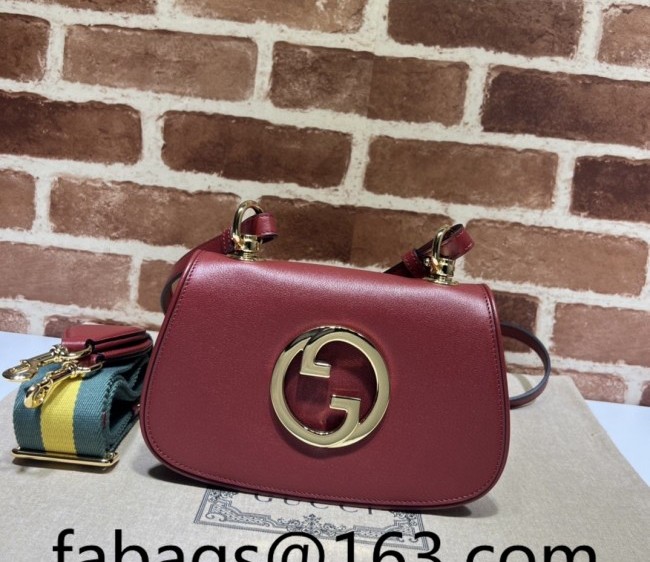 Gucci Blondie Leather Mini Bag with Interlocking G 698643 Deep Red 2022
