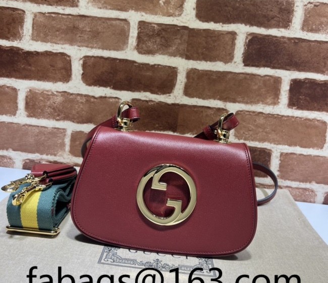 Gucci Blondie Leather Mini Bag with Interlocking G 698643 Deep Red 2022