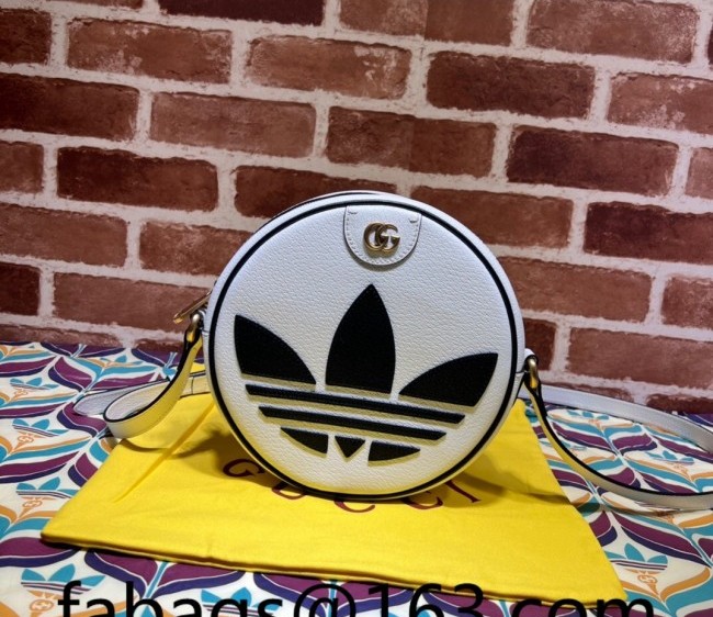 adidas x Gucci Ophidia Leather Round Shoulder Bag 702626 White 2022