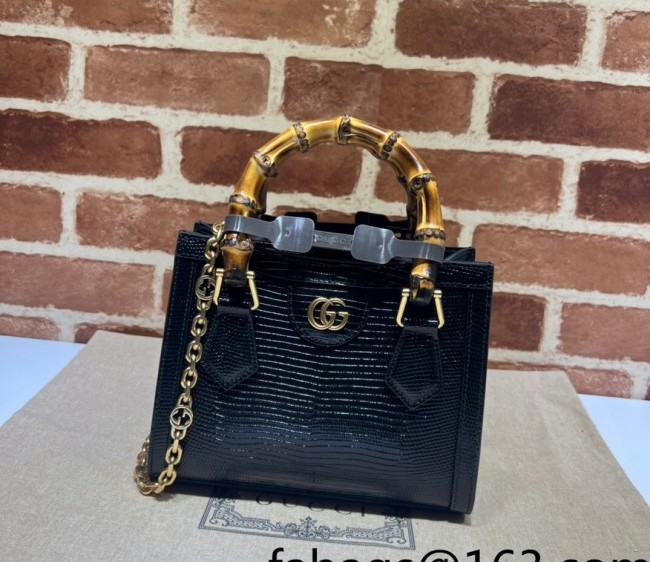 Gucci Diana Lizard Leather Mini Tote Bag 675800 Black 2022