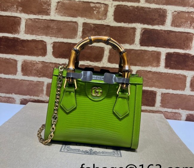 Gucci Diana Lizard Leather Mini Tote Bag 675800 Bright Green 2022