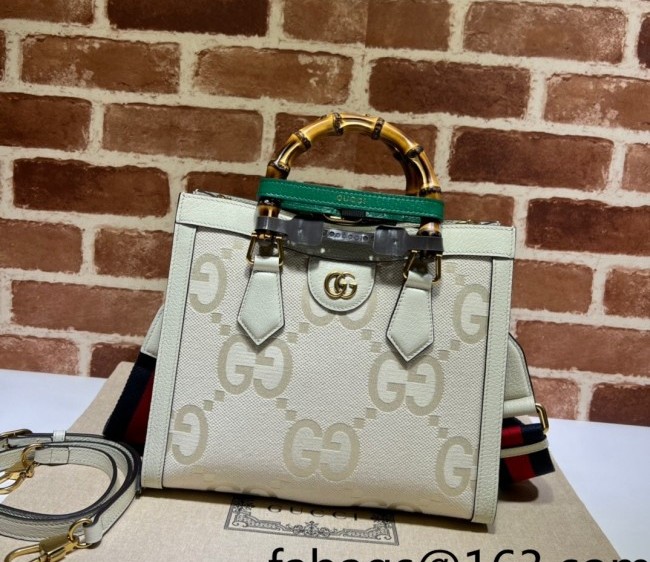 Gucci Diana Jumbo GG Canvas Small Tote Bag ?702721 White 2022