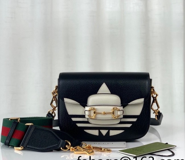 adidas x Gucci Horsebit 1955 Mini Bag in Trefoil Print Leather ?658574 Black 2022