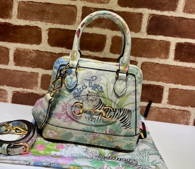 Gucci Tiger Horsebit 1955 Leather Mini Bag 677212 Flower Print 2022