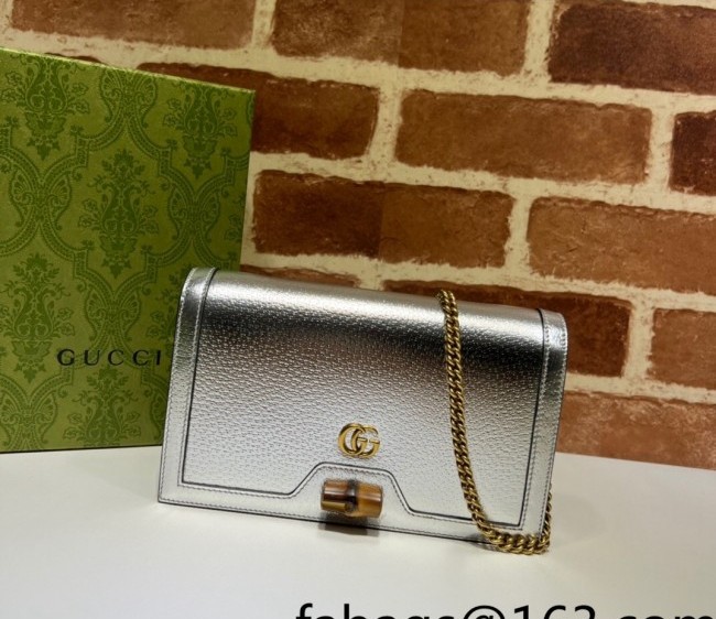 Gucci Diana Bamboo Chain Wallet 696817 Silver 2022