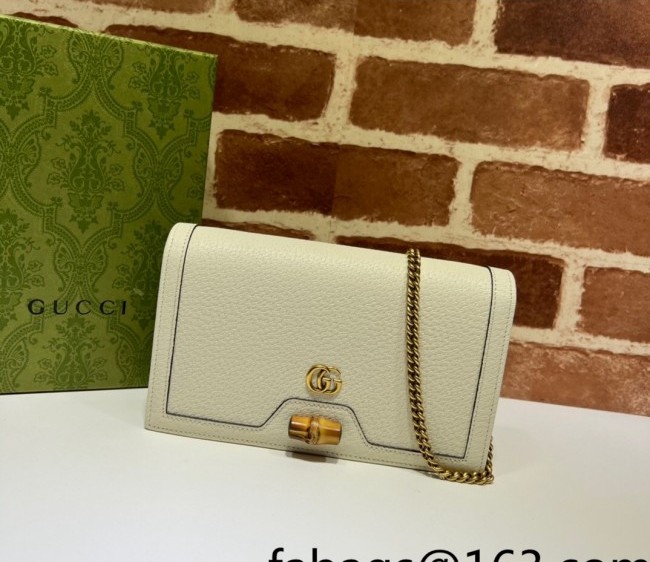 Gucci Diana Bamboo Chain Wallet 696817 White 2022