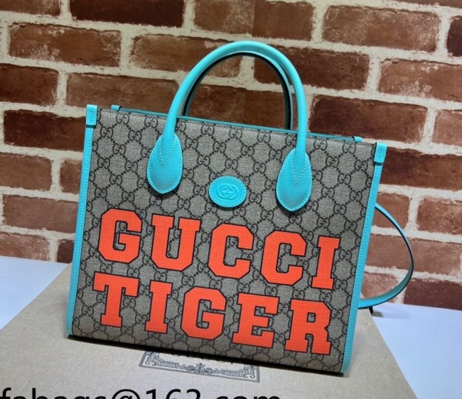 Gucci Tiger Print GG Canvas Small Tote bag ?659983 Beige/Red/Blue 2022