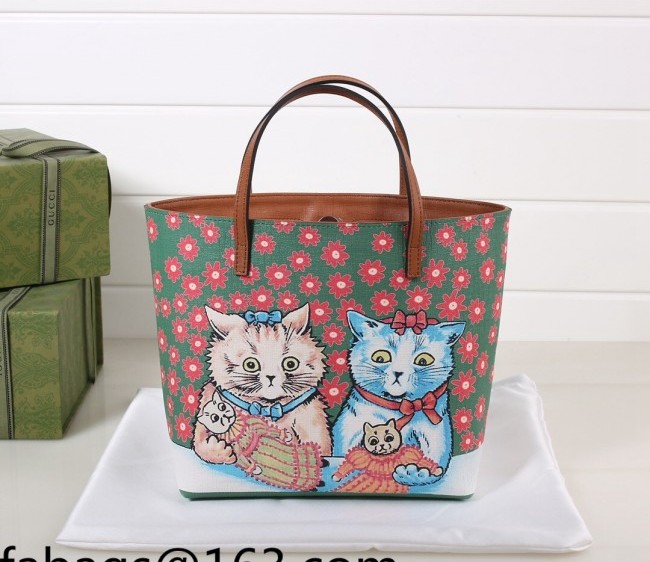 Gucci Children's GG Canvas Tote Bag with Cat Print 410812 Brown 2022 26