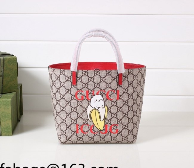 Gucci Children's GG Canvas Tote Bag with Banana Print 410812 Red 2022 17