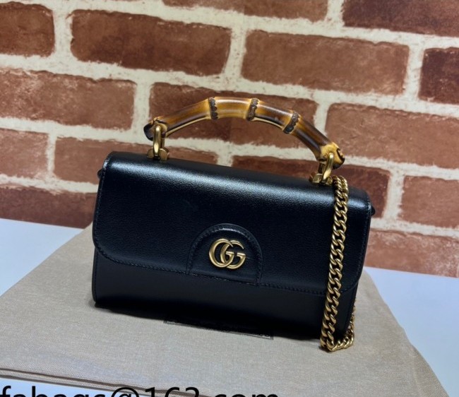 Gucci Bamboo Leather Mini Bag 675795 Black 2022