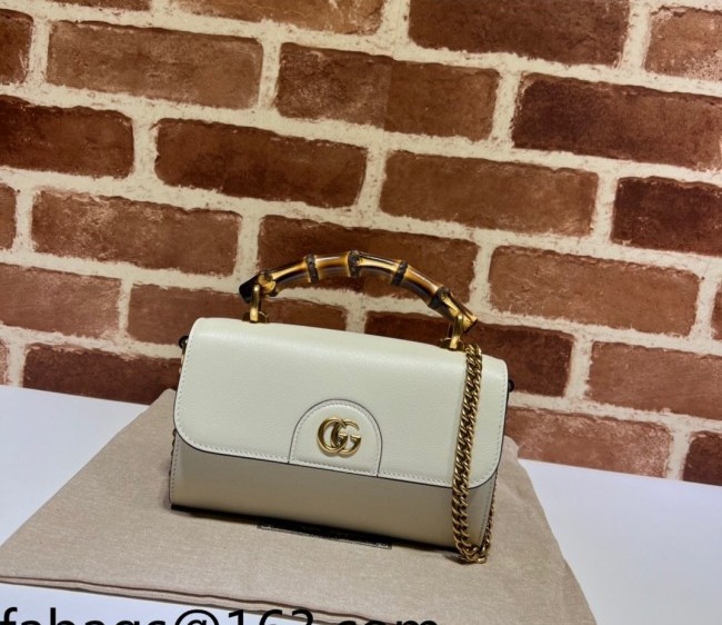 Gucci Bamboo Leather Mini Bag 675795 White 2022