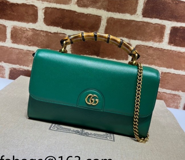 Gucci Bamboo Leather Small Bag 675794 Green 2022